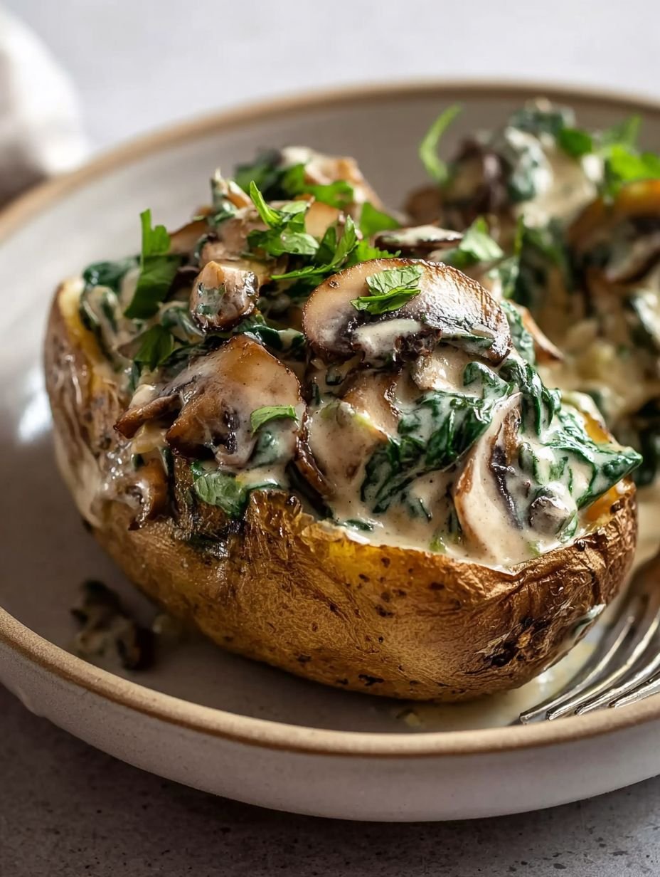 Airfryer Ofenkartoffel mit cremiger Pilz-Spinat-Füllung image 2