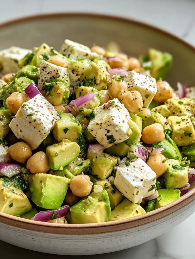 Blitzschneller Kichererbsen Feta Avocado Salat