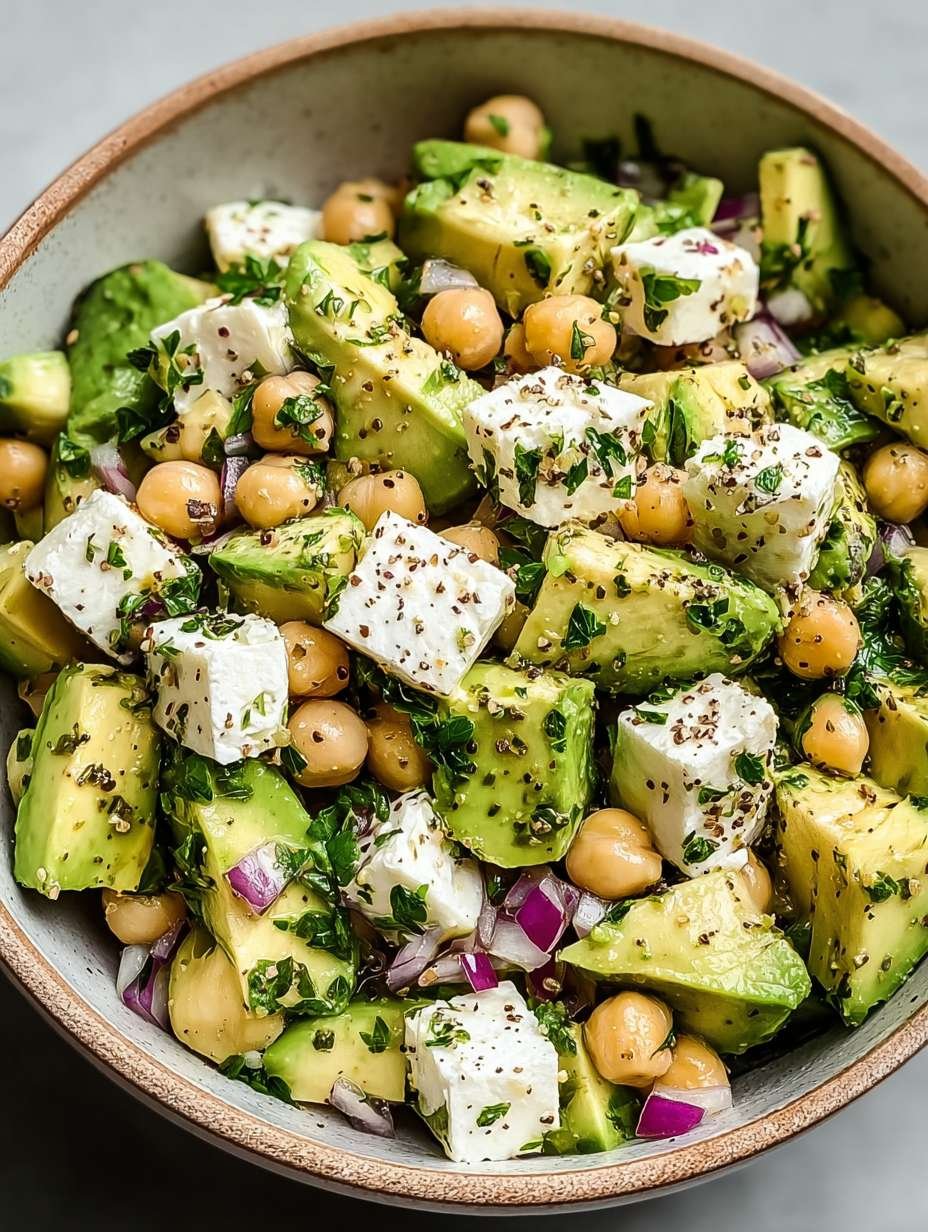 Blitzschneller Kichererbsen Feta Avocado Salat image 2
