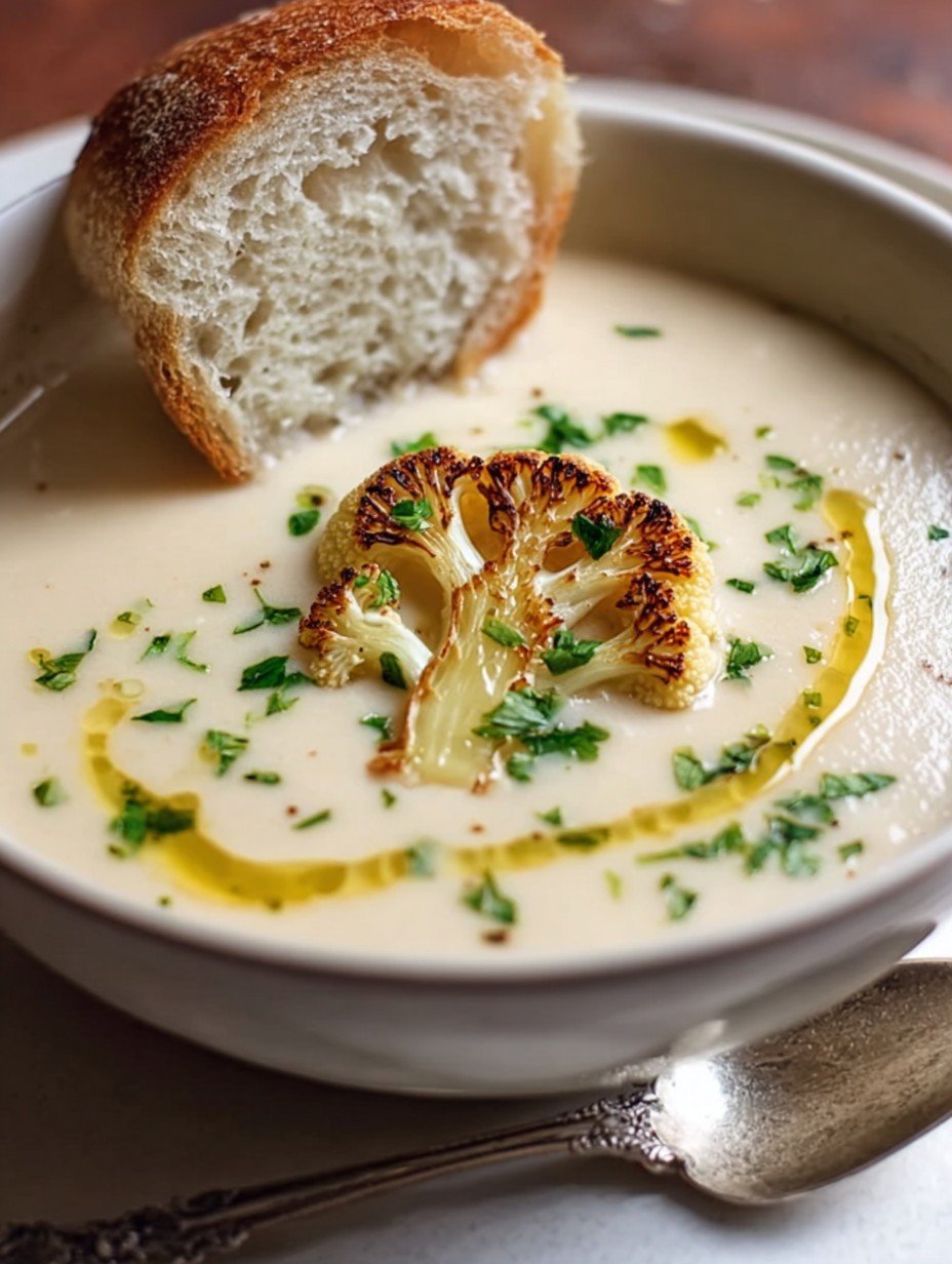 Cremige Blumenkohlsuppe mit geröstetem Topping. image 2