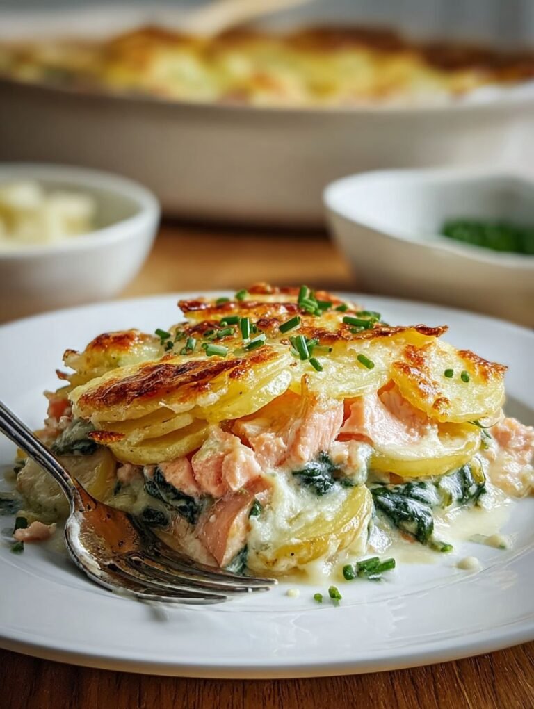 Dein Lachs-Kartoffel-Gratin: Zart & knusprig zugleich.
