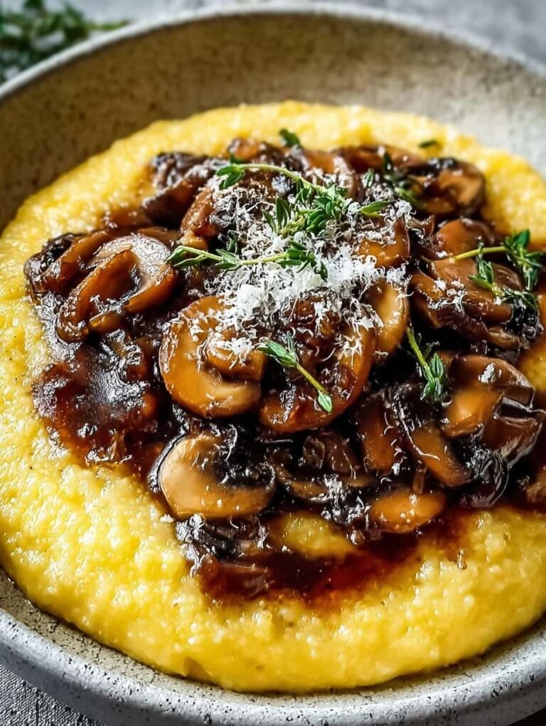 Die cremigste Parmesan-Polenta mit Pilzragout