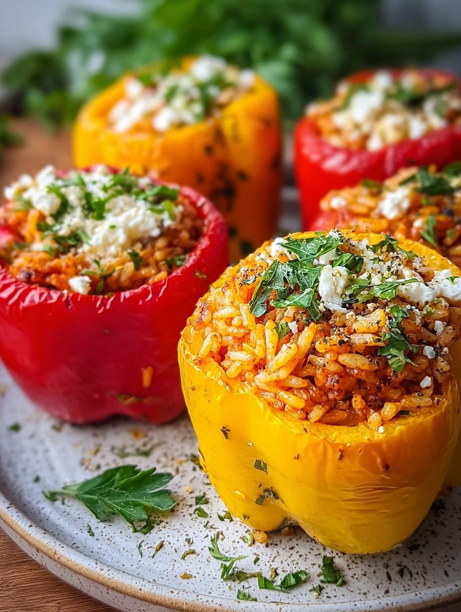 Die leckersten gefüllten Paprika mit Reis und Feta image 2