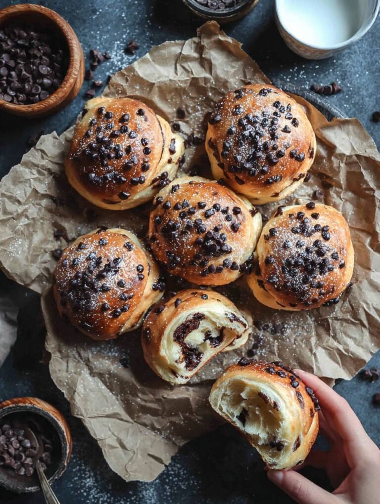 Fluffige Schokobrötchen mit extra Chips.