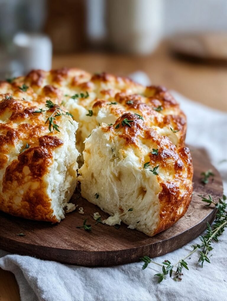 Fluffiges Hüttenkäse Wolkenbrot, das begeistert.