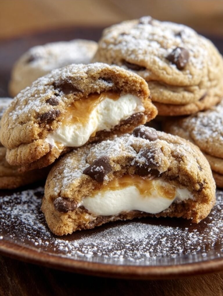 Gefüllte Schoko-Kekse mit Cheesecake-Karamell-Kern.