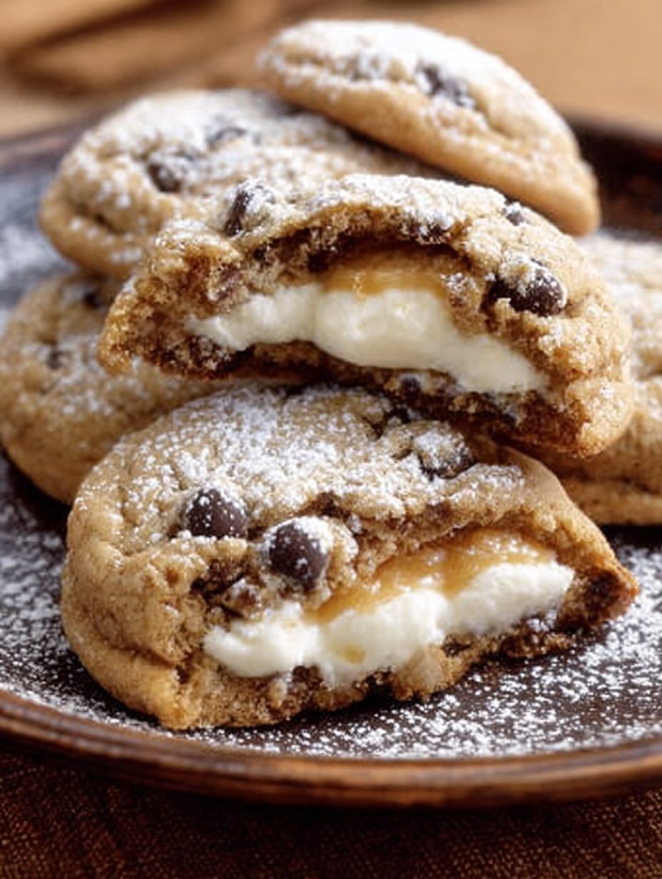 Gefüllte Schoko-Kekse mit Cheesecake-Karamell-Kern. image 2