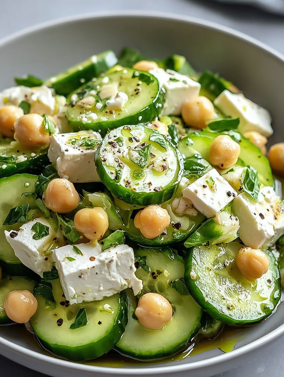 Gurkensalat mit Feta und Kichererbsen | Gesund image 2