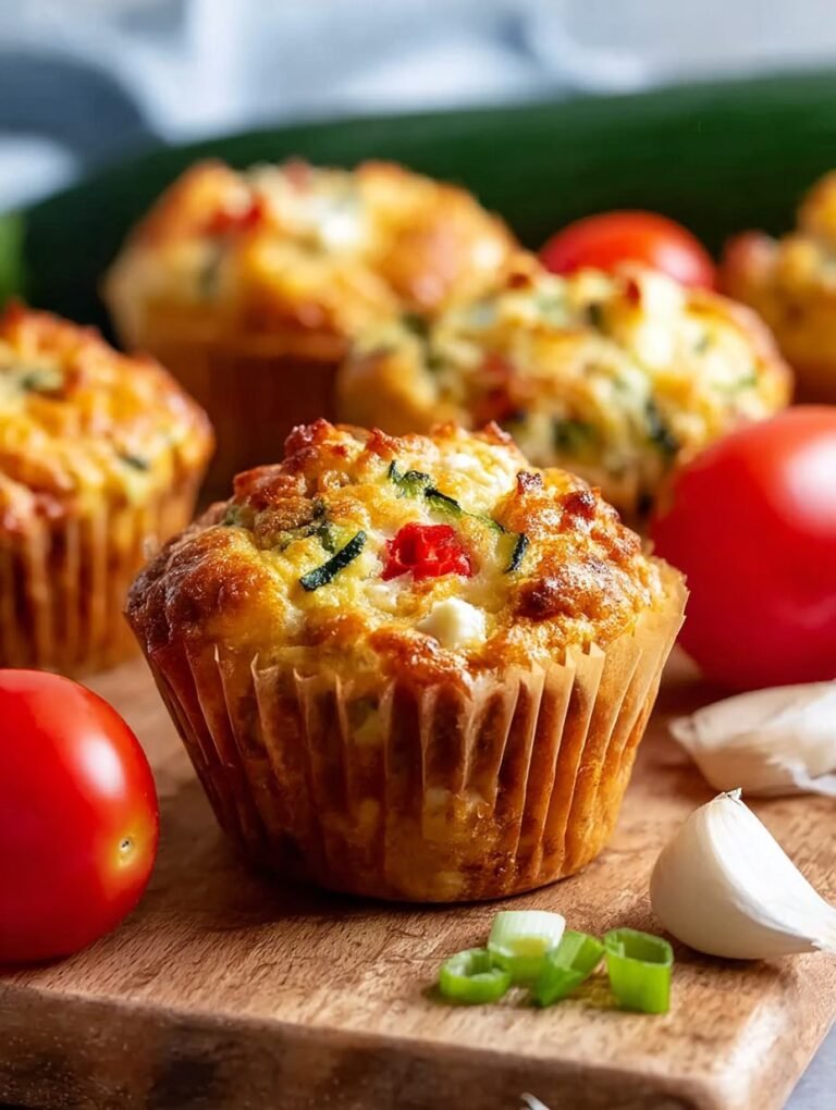 Herzhafte Muffins mit Feta, Zucchini & Paprika