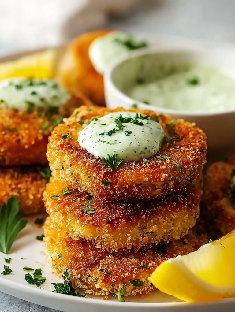 Knusprige Airfryer-Bratlinge mit cremigem Dip