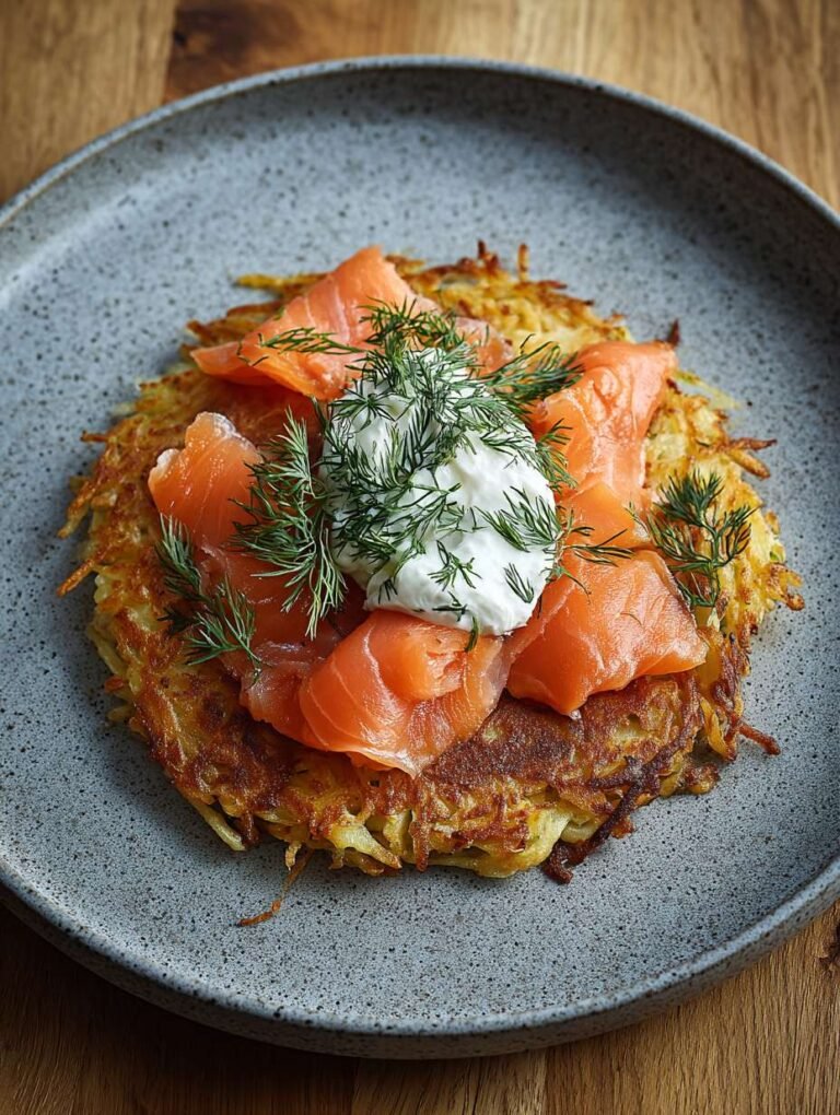 Knusprige Rösti mit Lachs, Frischkäse & Dill