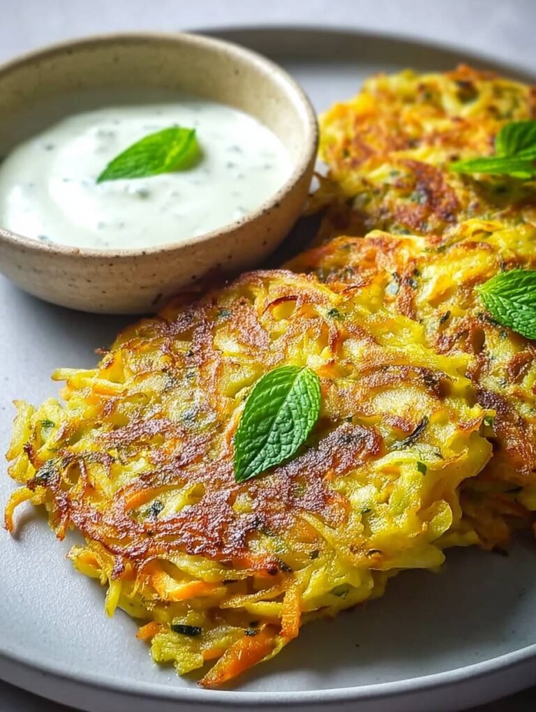 Knusprige Spitzkohl-Pancakes mit frischem Minz-Joghurt