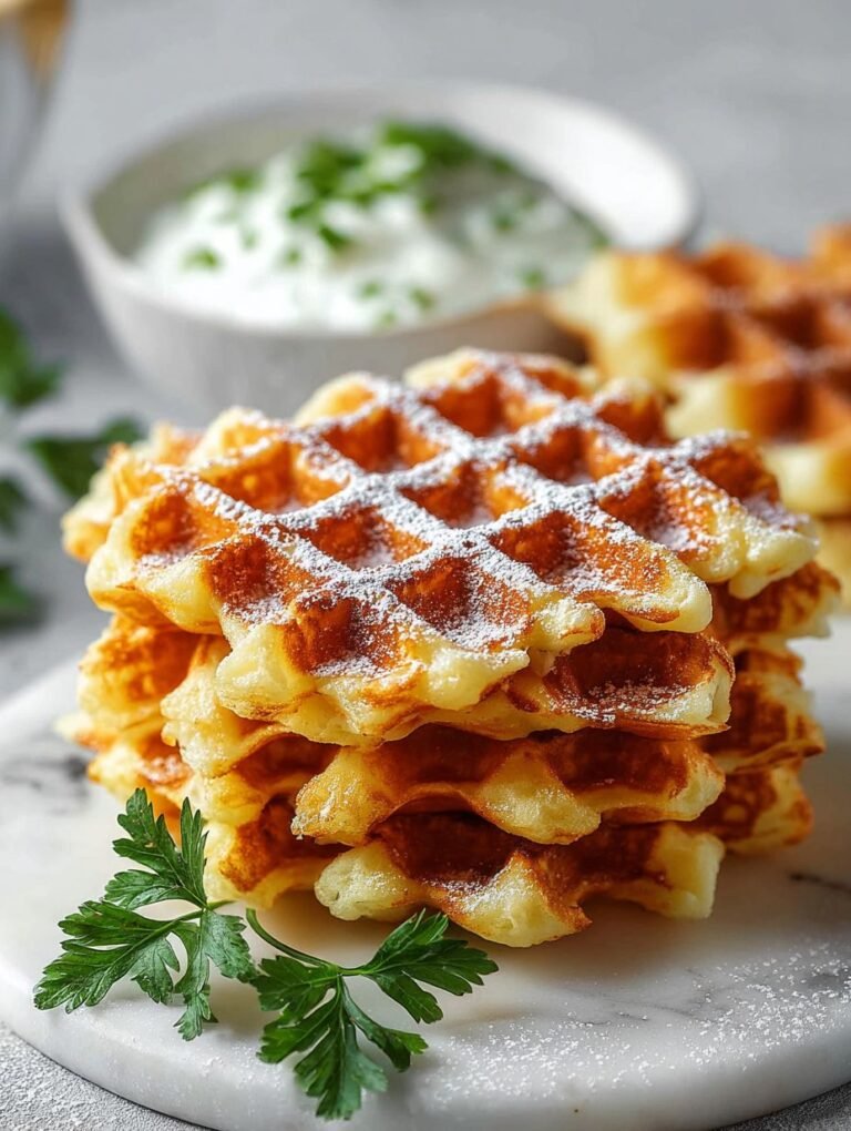 Knusprige herzhafte Waffeln mit Kräuterquark