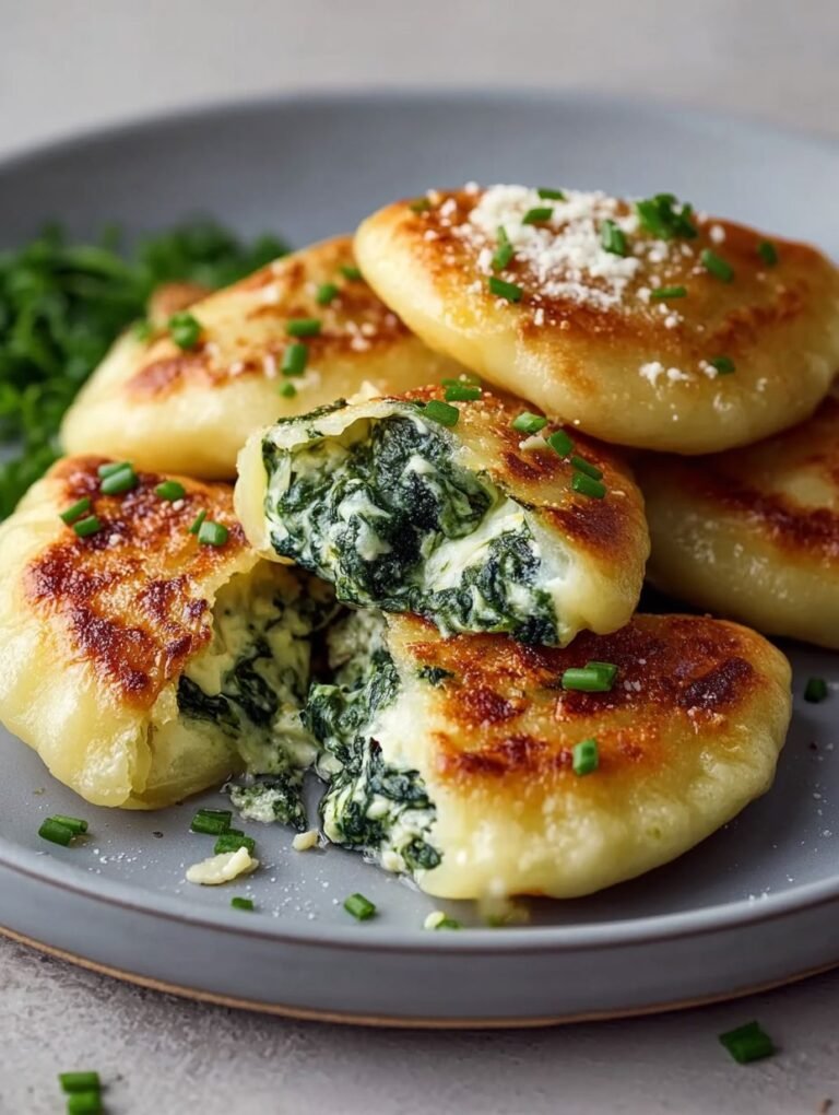 Knusprige vegetarische Kartoffeltaschen mit Spinat & Käse
