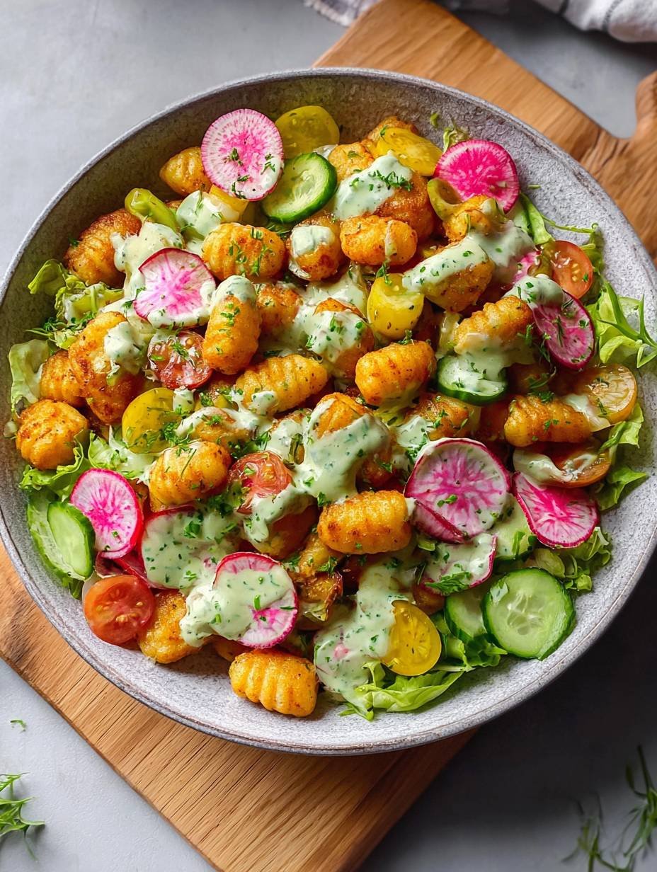 Knuspriger Gnocchi Salat mit frischem Kräuter-Dressing image 2