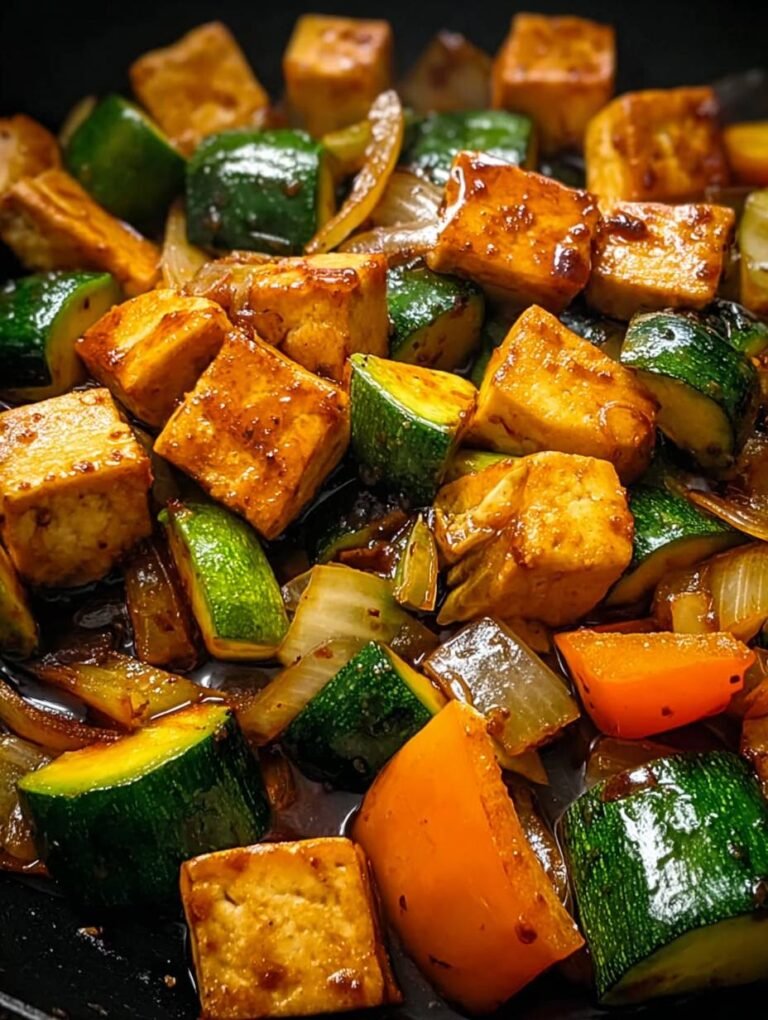 Knuspriger Tofu mit Zucchini – super lecker!