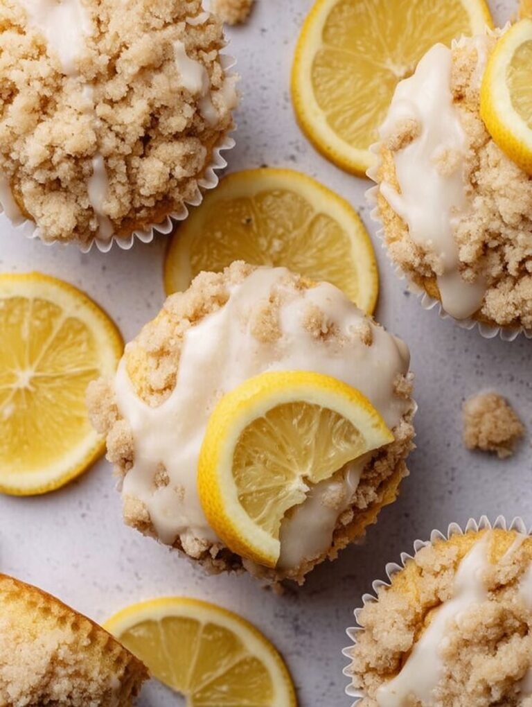Saftige Zitronenmuffins mit Streuseln & Joghurt