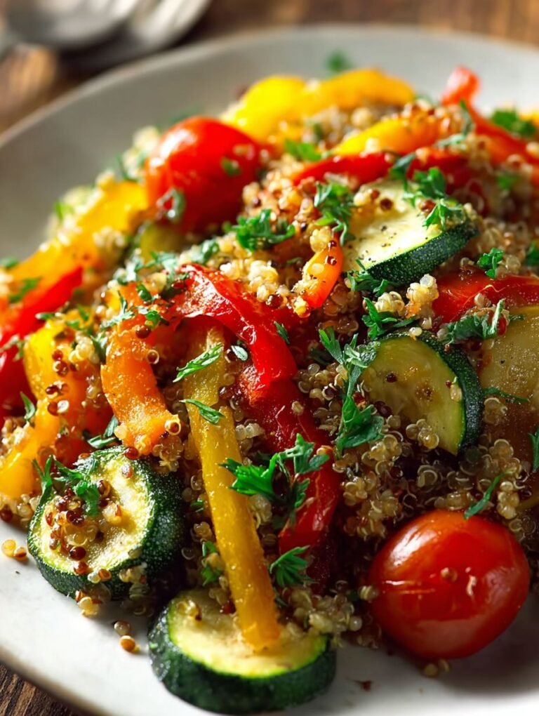 Bunte Quinoa Gemüse Pfanne für ein gesundes Abendessen