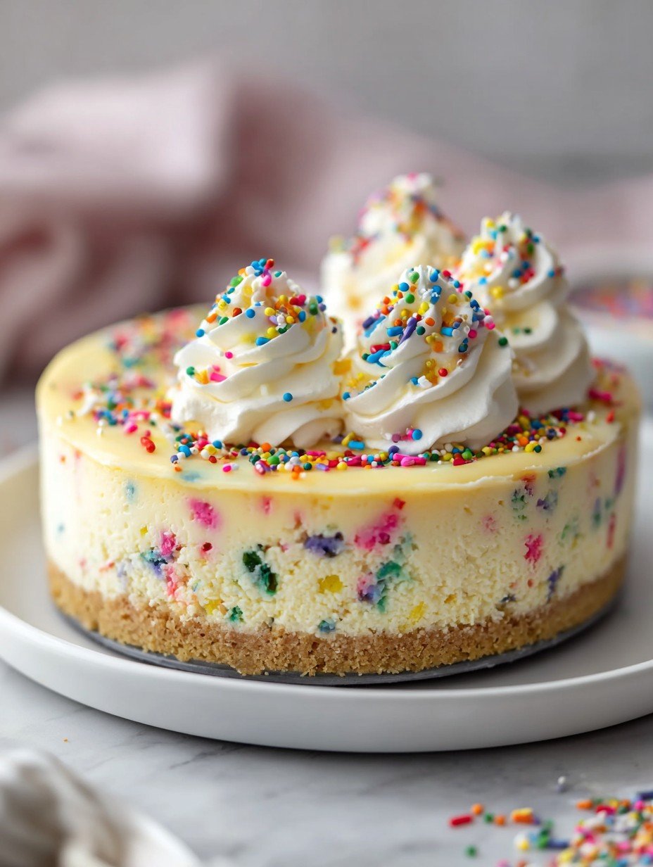 Bunter Geburtstagskäsekuchen mit bunten Streuseln image 2