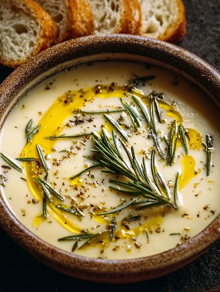 Cremige Zitronensuppe mit frischem Rosmarin genießen