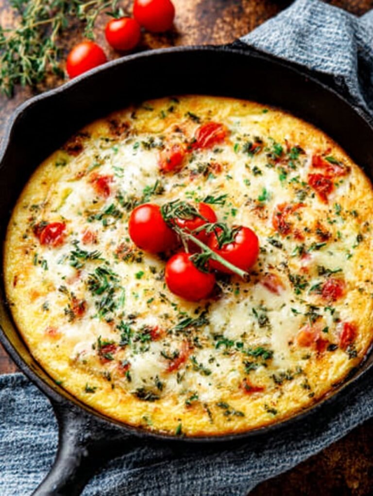 Frittata mit Tomaten, Mozzarella und frischen Kräutern