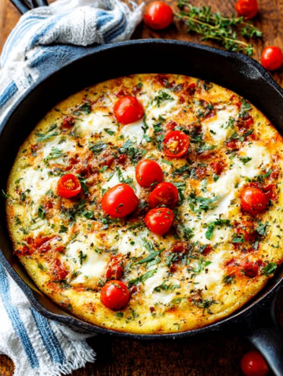 Frittata mit Tomaten, Mozzarella und frischen Kräutern image 2