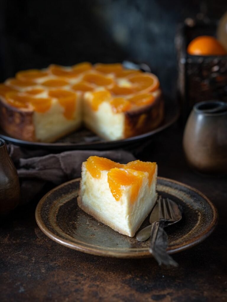 Fruchtige Käsetorte mit saftigen Orangenscheiben