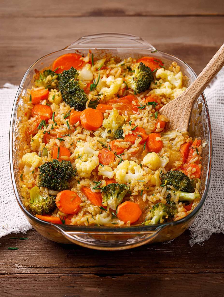 Gesunder veganer Reisauflauf mit buntem Gemüse image 2