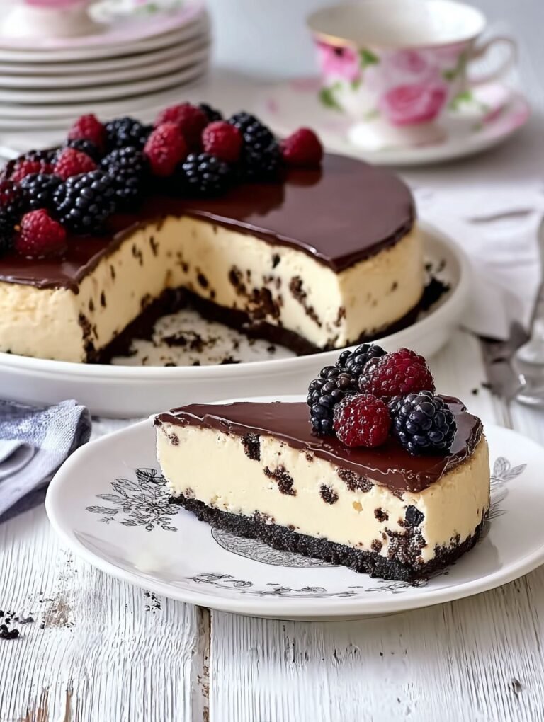 Himmlischer Käsekuchen mit Schoko, Beeren & Stracciatella