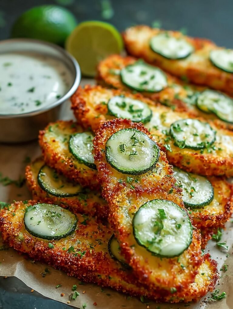 Krosse Zucchini-Scheiben mit cremigem Dip genießen