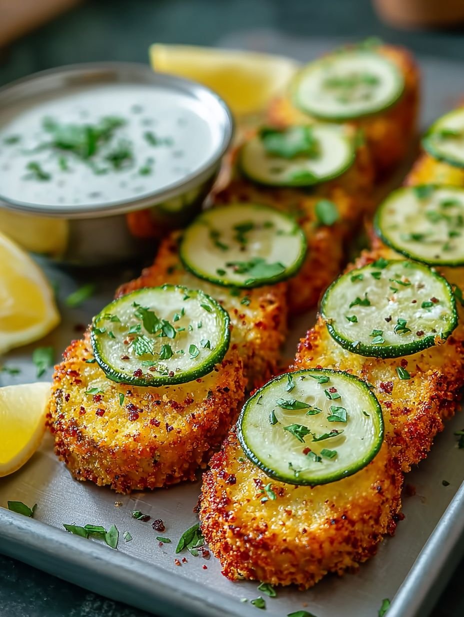 Krosse Zucchini-Scheiben mit cremigem Dip genießen image 2