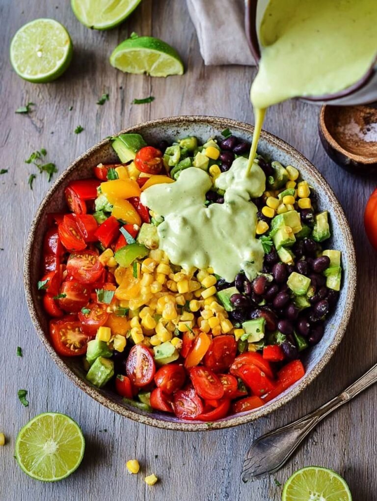 LECKERER AVOCADO-SALAT MIT GEMÜSE UND LIMETTE