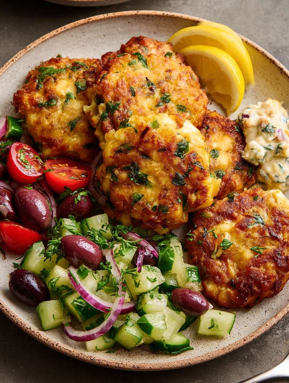 Mediterrane Kartoffel-Feta-Puffer mit frischem Salat image 2