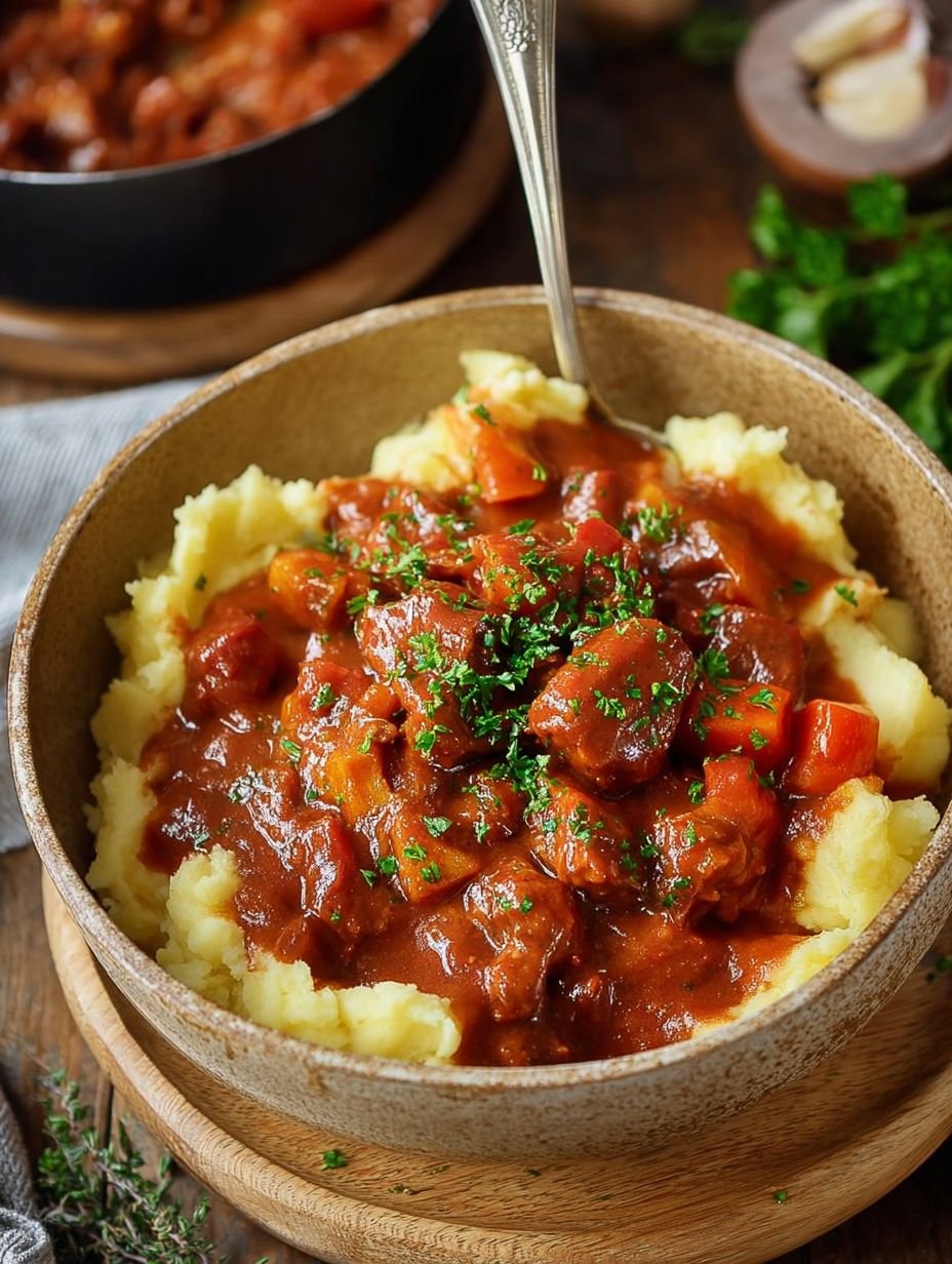 Veganes Gulasch mit cremigem Kartoffelpüree genießen image 2