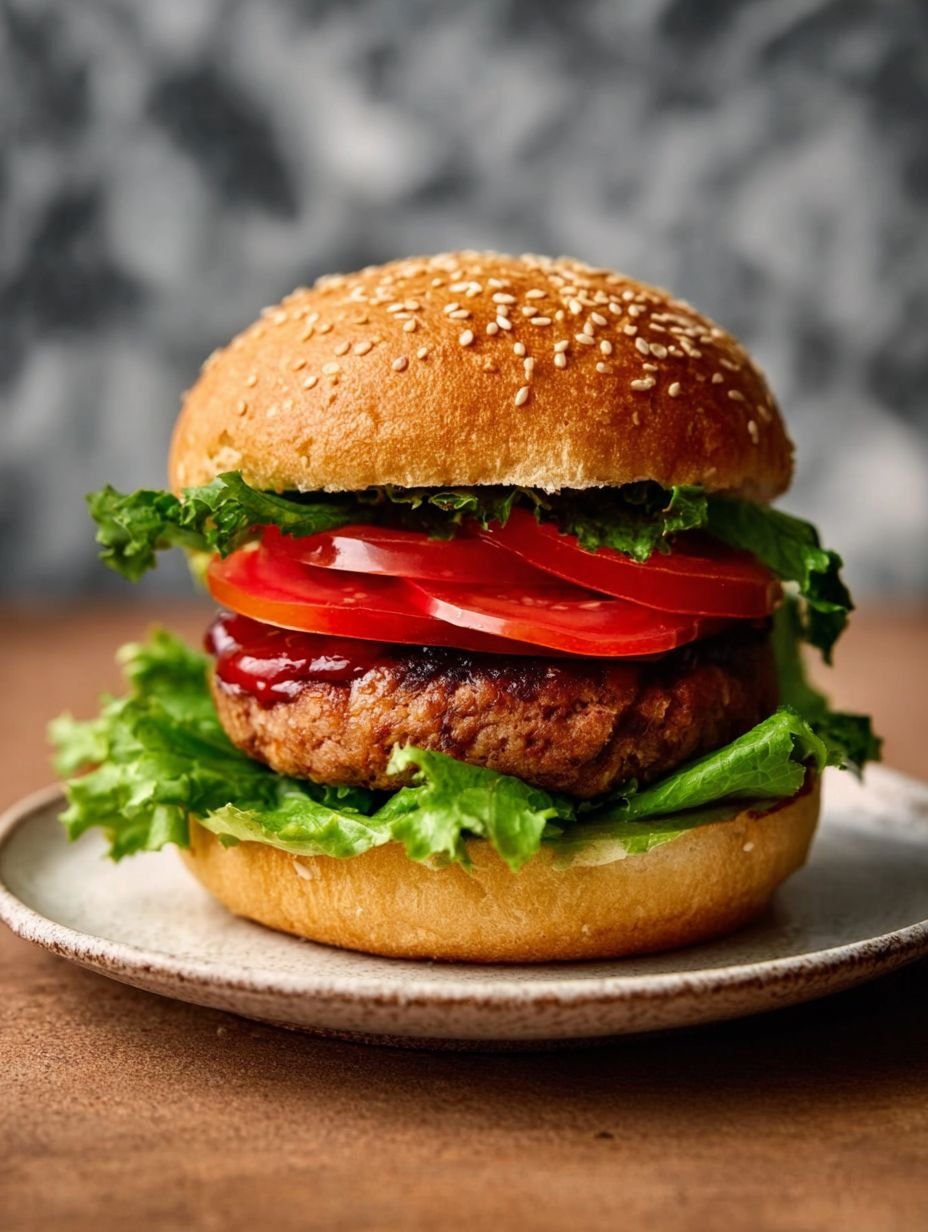 Vegetarischer Burger mit Kidneybohnen und frischem Gemüse image 2